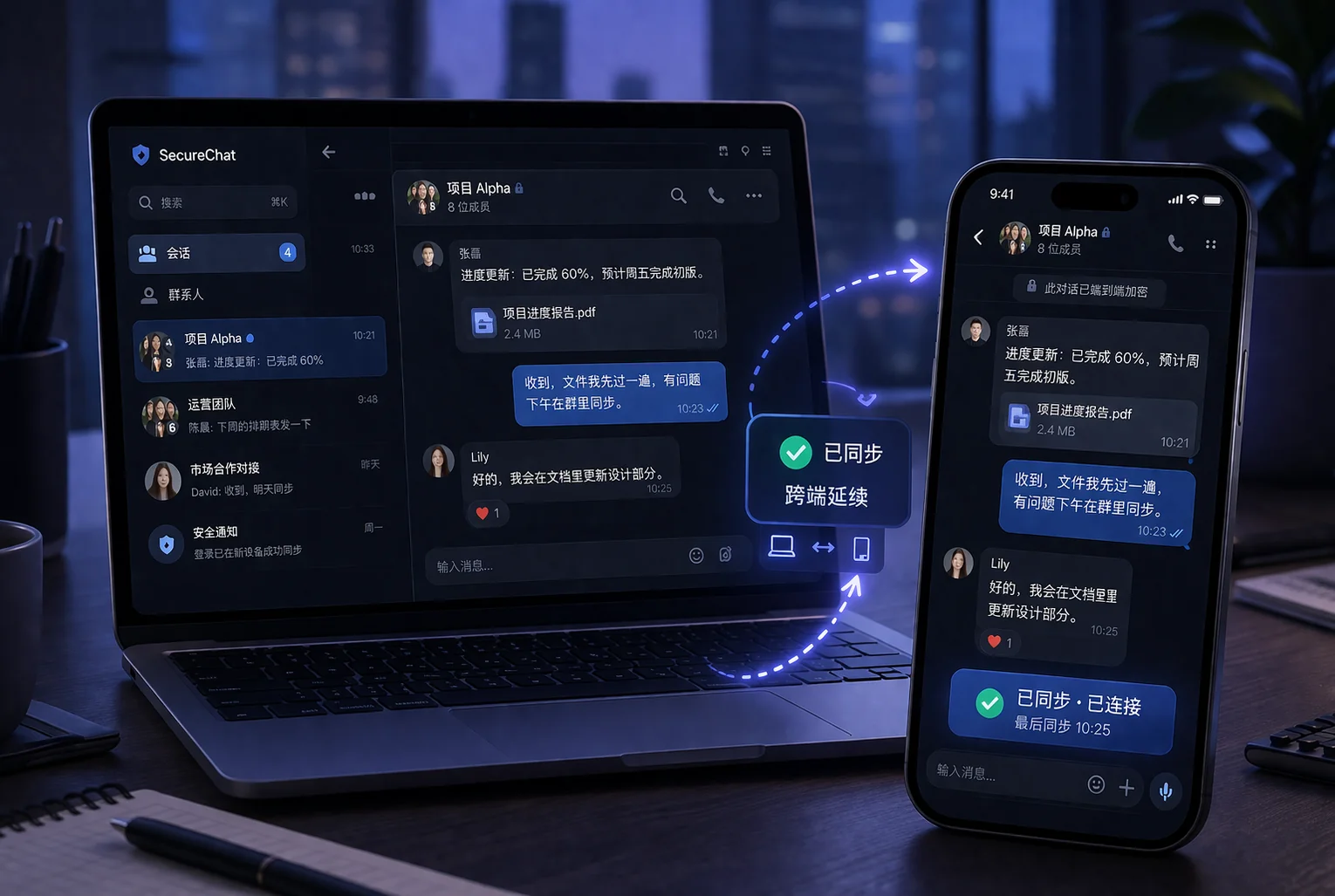 SafeW 团队加密沟通场景